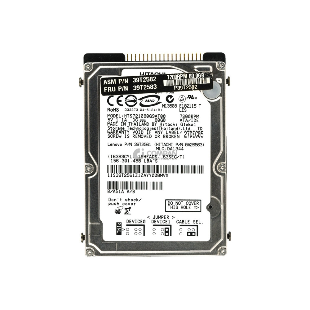 39T2583 IBM HARD DRIVE 80GB 7.2K 2.5 SFF ATA